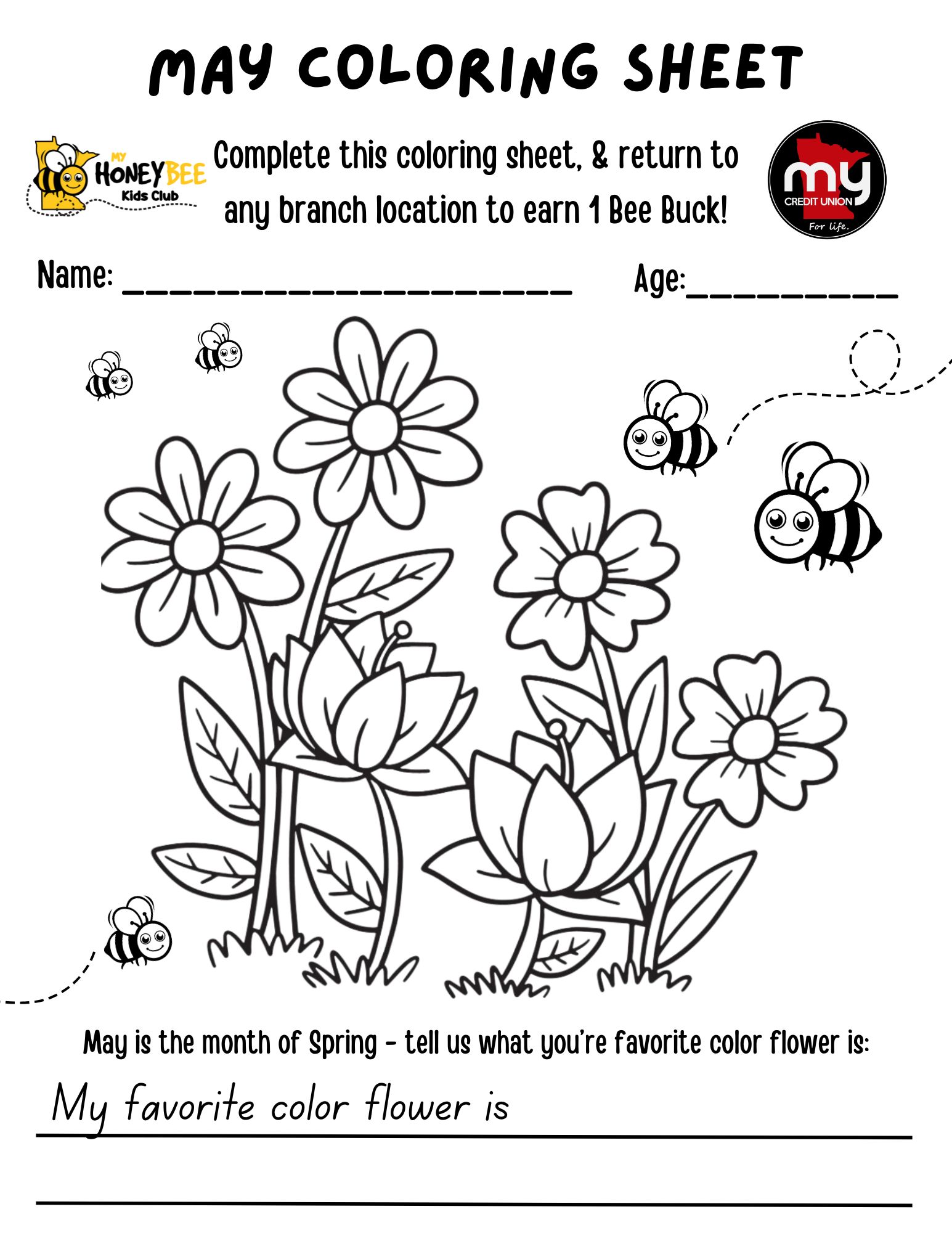 May 2025 coloring sheet. Spring Flowers