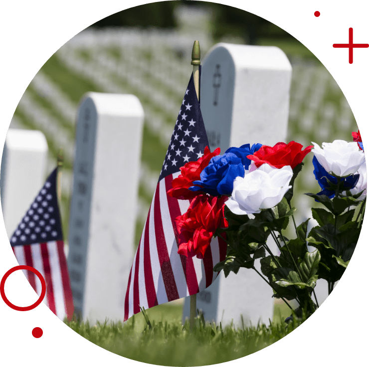 flags on a gravestone