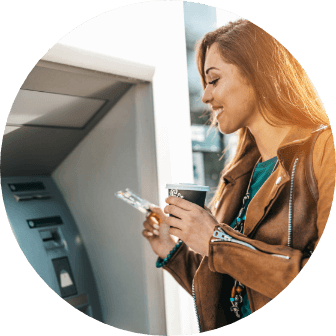 a woman at an atm