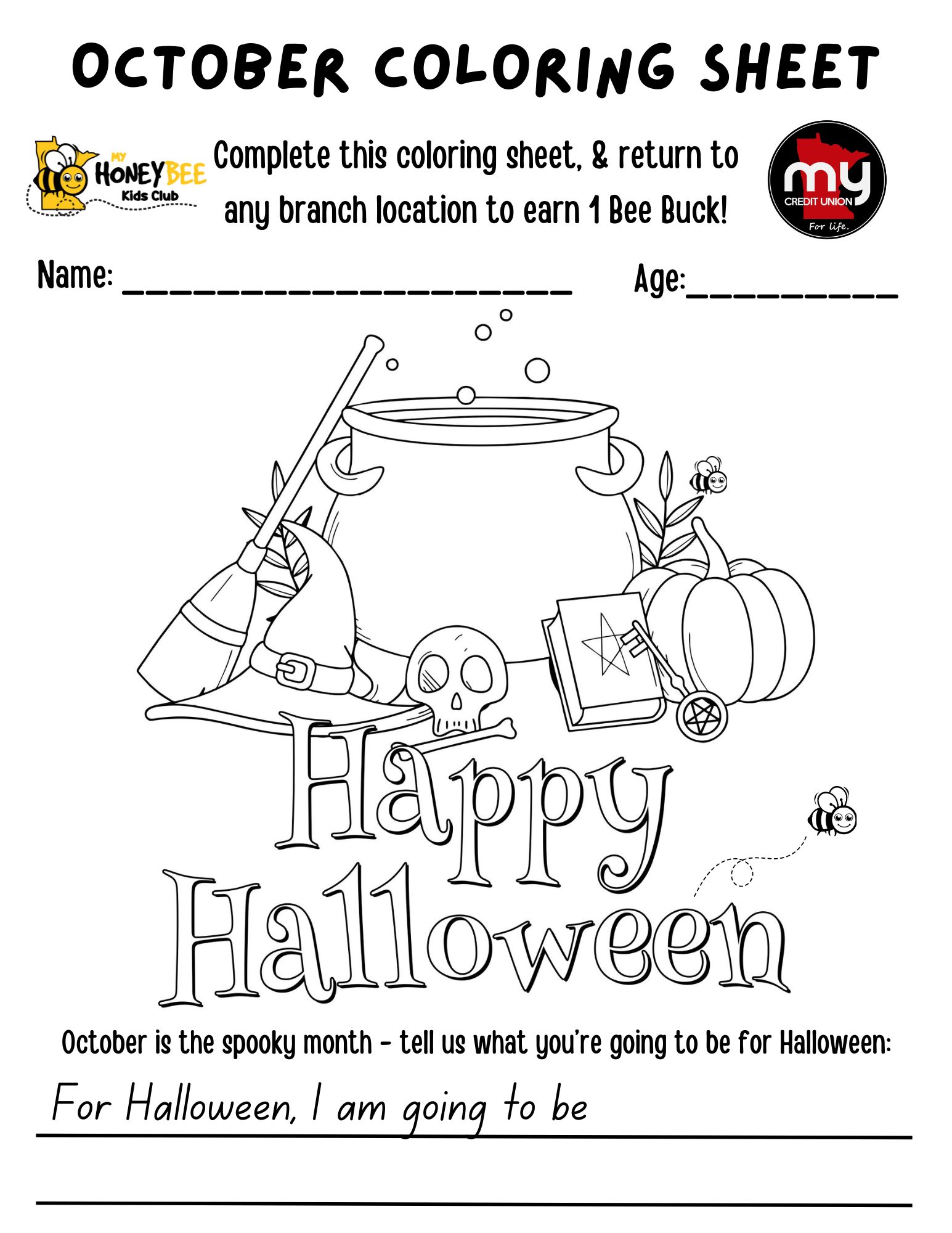 October HoneyBee Monthly Coloring Sheet 2024