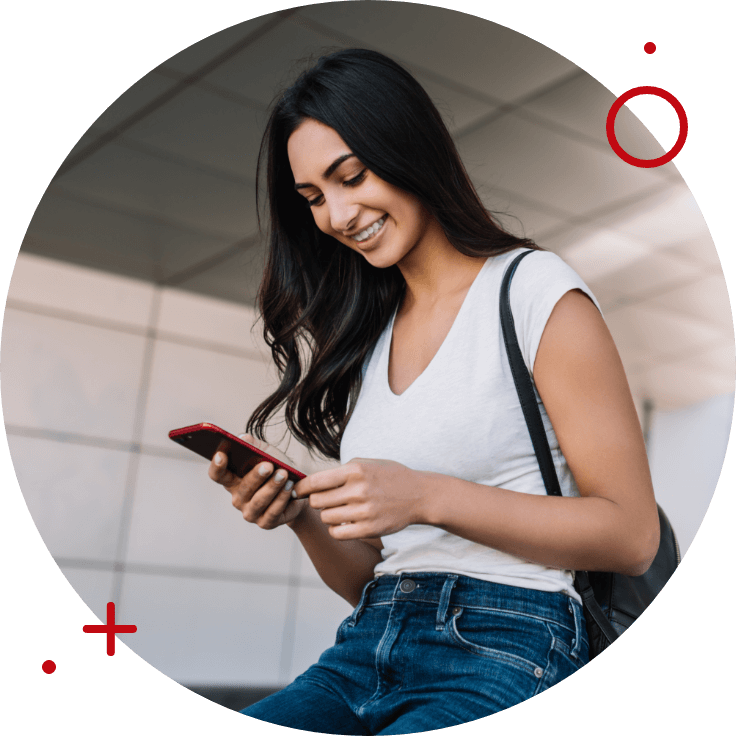 girl using phone to access online banking services