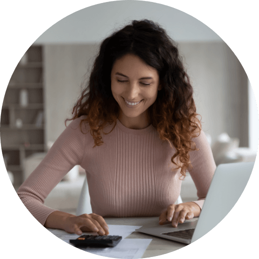 a woman working on her finances