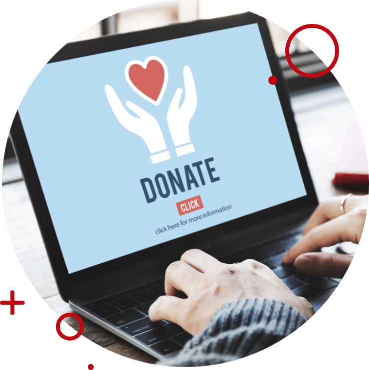 a donate website on a laptop screen