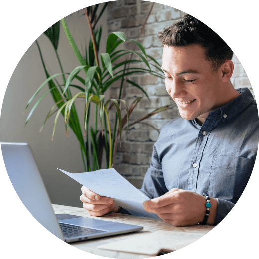 a guy reading a document