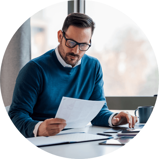 a man reading a document